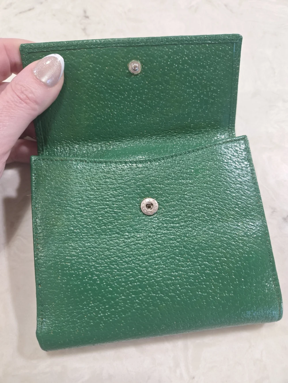Gucci Green Leather Wallet with Silver G-Clasp